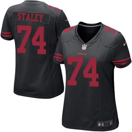 Nike 49ers #74 Joe Staley Black Alternate Women's Stitched NFL Elite Jersey